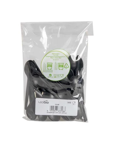 Mini Black Biodegradable Spoon 10 Cm 50 Pieces