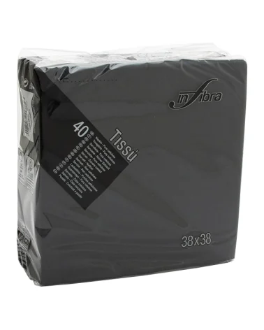 Black Napkins 2-ply Embossed Tissue 38x38 Cm, Pack Of 40.