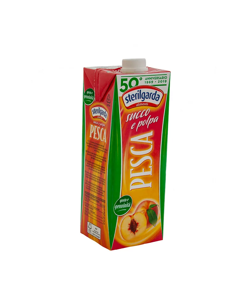 Peach Juice And Pulp With Square Cap From Sterilgarda, 1 Liter