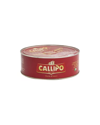 黄金鱼肉罐头。来自callipo的橄榄油浸2.4公斤的金枪鱼切片