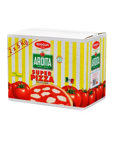 Fein Gehacktes Tomatenfleisch, Speziell Für Pizza, In Einer Box, Zwei Stück Mal Fünf, Ardita, 10 Kg.