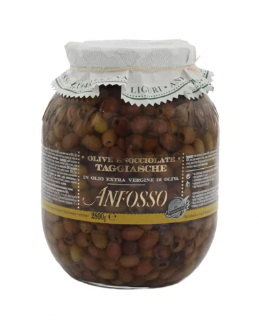 Entsteinte Schwarze Taggiasca-oliven Im Glas Anfosso 2,8 Kg