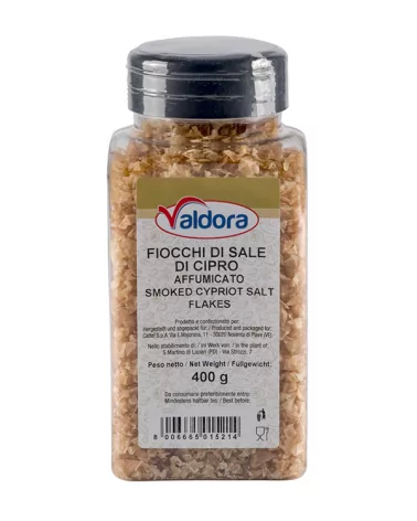Cypriot Smoked Salt Flakes Valdora Pet Jar 400 Grams