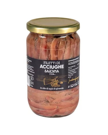 Filets D'anchois à L'huile De Tournesol, Dans Un Pot En Verre S.fish De 720 Grammes.