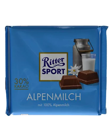 Rittersport Alpenmilch Pz 12x100 Kg 1,2 Se Traduit En Français Par Rittersport Lait Des Alpes Pz 12x100 Kg 1,2.