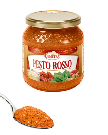 Rotes Pesto Glasbehälter Demetra 540 Gramm