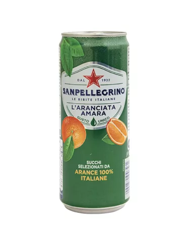 Bitter Orange Soda 0.33 Lt Can By S.pellegrino, 24 Pieces