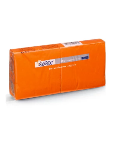Orangefarbene Servietten 2-lagig. 25x25 Cm, 100 Stück