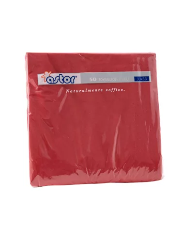 阿斯托33x33厘米红色餐巾纸2卷，50片