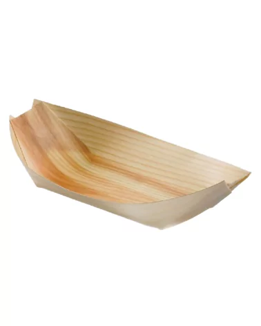 Wooden Pirogue P F.food Size 9.5x5x1.5 Cm, 100 Pieces.
