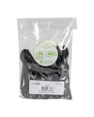 Cucharilla Mini Negra Biodegradable 10 Cm 50 Piezas