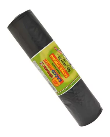 Black Extra Strong Garbage Bags. 80x120 Cm. Pack Of 10.
