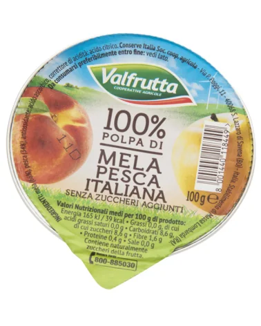 Valfrutta Apple-peach Fruit Pulp 100 Grams, Pack Of 60